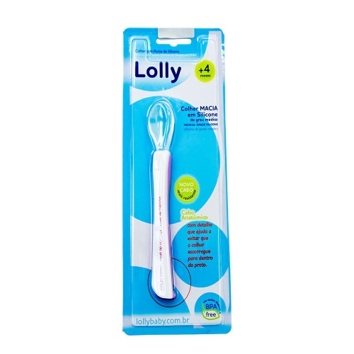 Colher Lolly Ponta de Silicone Rosa