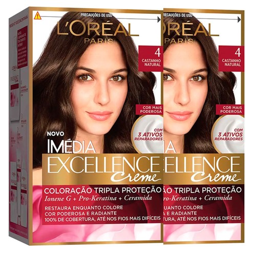 L`oréal Paris Coloração Imédia Excellence 4 Cast. Natural Kit - 2 Unidades