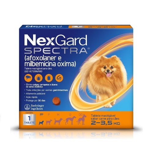 NexGard Spectra Anti Pulgas e Carrapatos para Cães de 2 a 3,5kg 1 Tablete Mastigável