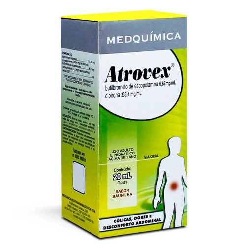 Atrovex Dipirona 295,41mg + Butilbrometo de Escopolamina 6,67mg Solução Oral 20ml