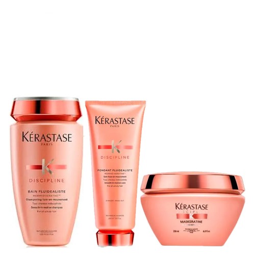 Kérastase Discipline Fluidealiste Kit - Shampoo + Condicionador + Máscara