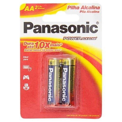 Pilha Panasonic Alcalina AA Pequena 1,5V 2 Unidades