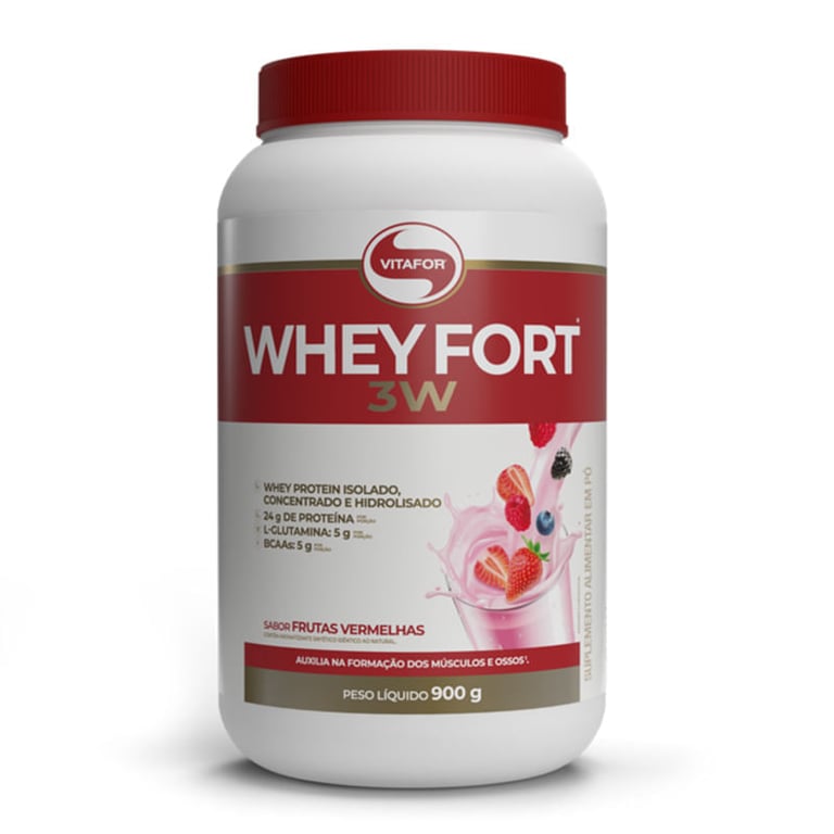 Whey Fort 3w Frutas Vermelhas Vitafor 900g