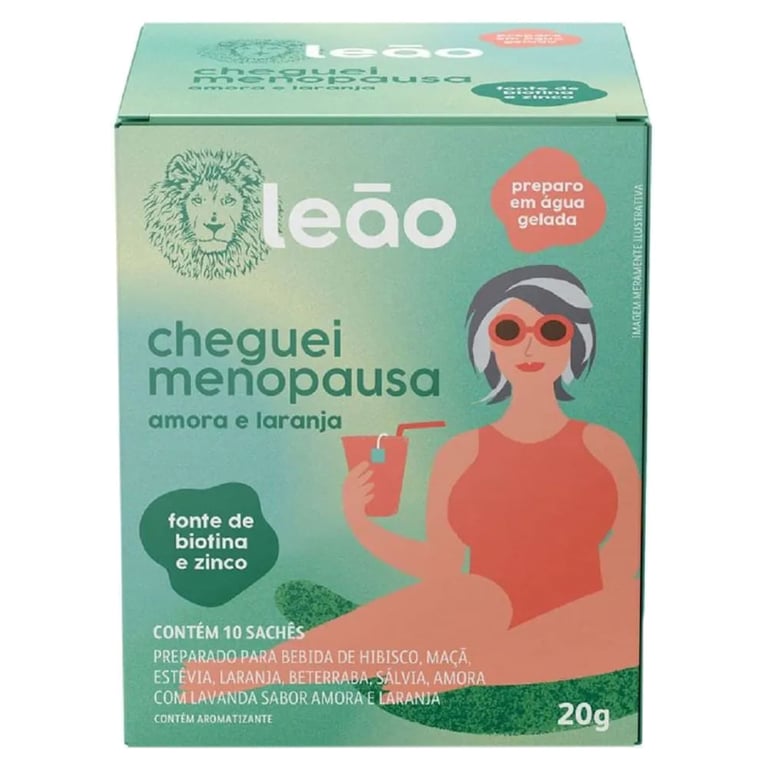 Chá Leão Fases Cheguei Menopausa Amora e Laranja 10 Sachês