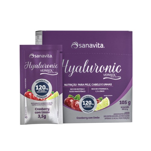 Suplemento Alimentar em Pó Sanavita Hyaluronic Verisol Cranberry com Limão com 30 saches