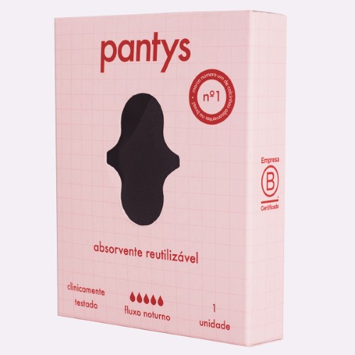 Absorvente Reutilizável Pantys Preto Fluxo Noturno 1 unidade