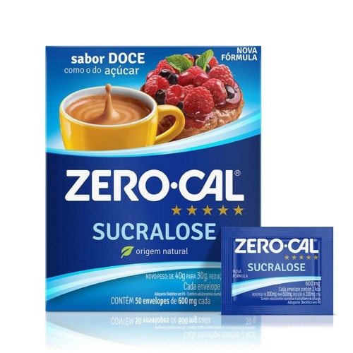 Adoçante De Sucralose Zero Cal 50 Envelopes De 600mg Cada