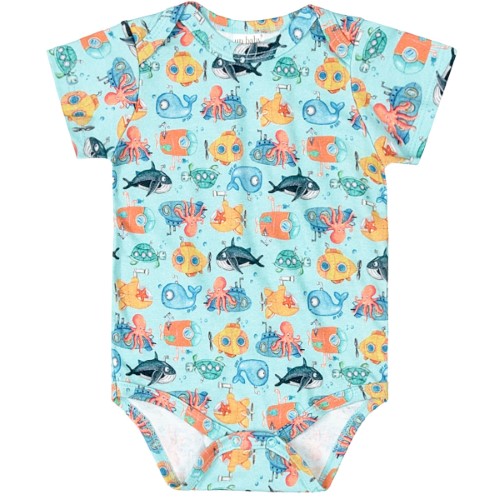 Body curto para bebê em suedine Fundo do Mar - Up Baby 