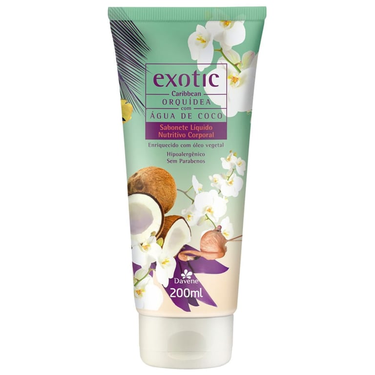 Sabonete Líquido Davene Exotic Caribbean Orquídea com Água de Coco 200ml