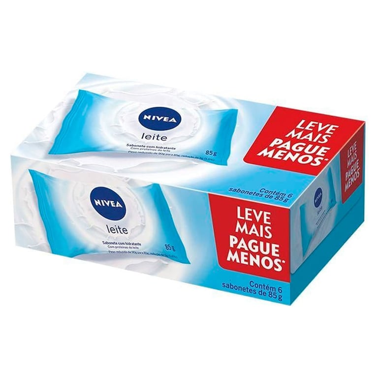 Kit Sabonete em Barra Nivea Leite 6 Unidades 85g Cada