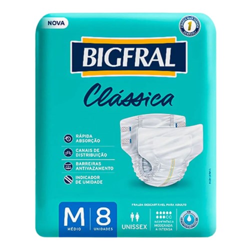 Fralda Descartável Bigfral Clássica M 8 Unidades