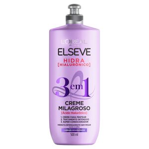 Creme Elseve 3 Em 1 Hidra Hialurônico Milagroso 500ml