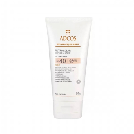 Protetor Solar Adcos Tonalizante Nude FPS 40 Gel Creme Com Cor 50g