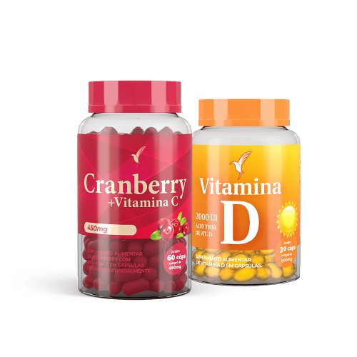 Kit Cranberry 60 cápsulas - 30 dias + Vitamina D 30 cápsulas - 30 dias + E-book