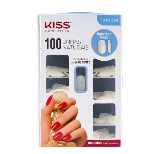 Unhas Postiças Kiss NY - 100 Unhas Naturais Quadrado Médio