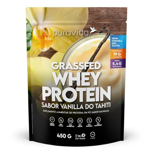 Whey Protein Grassfed Puravida Vanilla do Tahiti 450g