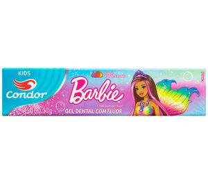 Gel Dental Infantil Condor 2 a 5 anos, com flúor, Barbie, tuti frutti, 1 unidade com 50g