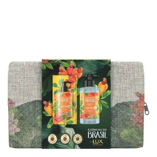 Kit Sabonete Líquido para as Mãos Lux Botanicals Essências do Brasil Flor do Cajueiro 300ml + Refil 240ml + Necessaire grátis