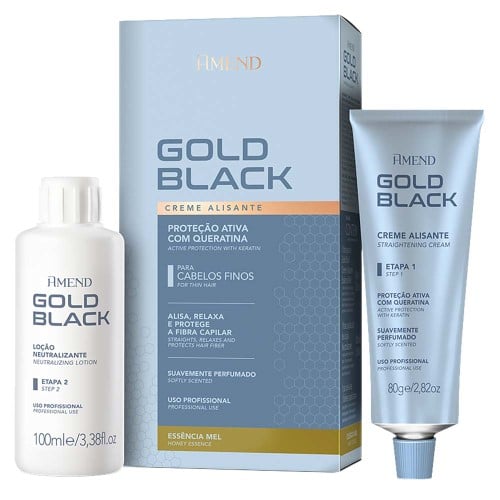 Creme Alisante Amend Gold Black Essência Mel Cabelos Finos com 1 unidade