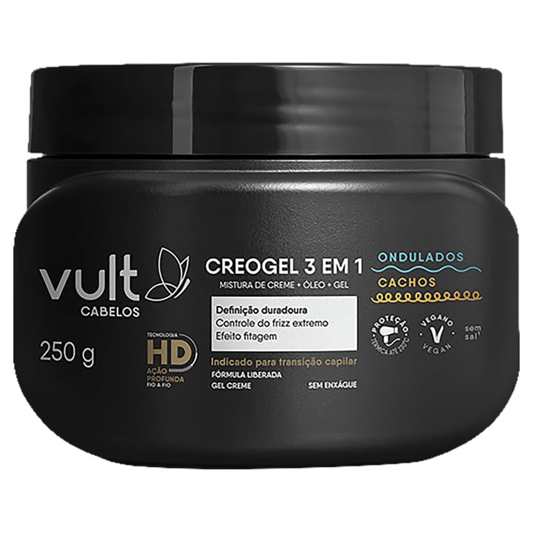 Creogel Vulthair 3 Em 1 Ondulados E Cachos 250g