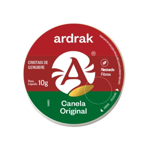 Cristais de Gengibre Ardrak Sabor Canela Doce Sem Glúten 10g