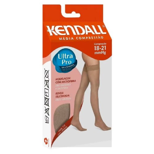 Meia Coxa (7/8) Kendall Feminina Média Compressão (18-21mmHg) Ponteira Fechada Tamanho M Cor Mel