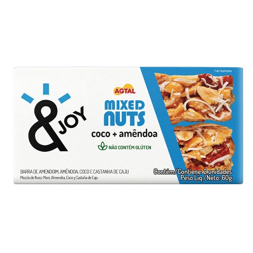 Barra de Cereais &Joy Mixed Nuts Coco e Amêndoa Caixa com 2 Unidades de 30g cada