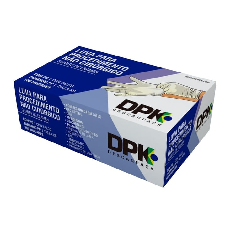 Luvas De Procedimento Látex Com Pó Descarpack Pp Descartáveis 100 Unidades