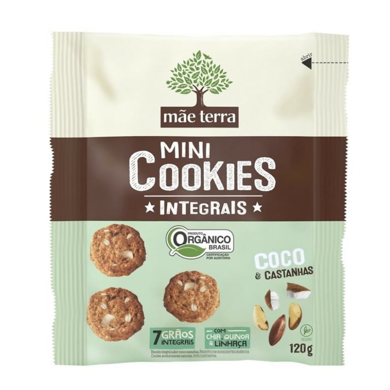 Mini Cookies Integral Mãe Terra Coco E Castanha 120g