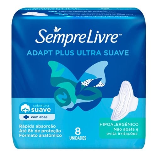 Absorvente Sempre Livre Adapt Plus Ultra Suave Com Abas com 8 unidades