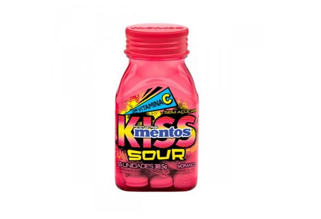 Pastilhas Mentos Kiss Sour Morango 38,5g