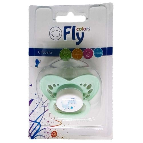 Chupeta Fly Colors Bico de Silicone Redondo Tamanho 2 Soft Cores Sortidas 