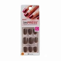 Impress Unhas Autocolantes First Date Marrom First Kiss - Unhas Curtas Lisas