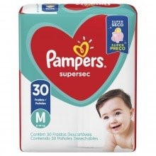 Fralda Descartável Pampers Supersec Pacotão M 30 Unidades