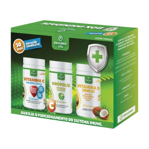 Box Imunidade Equilíbrio Vita Kit com Vitamina C + Própolis + Vitamina D com 60 cápsulas cada