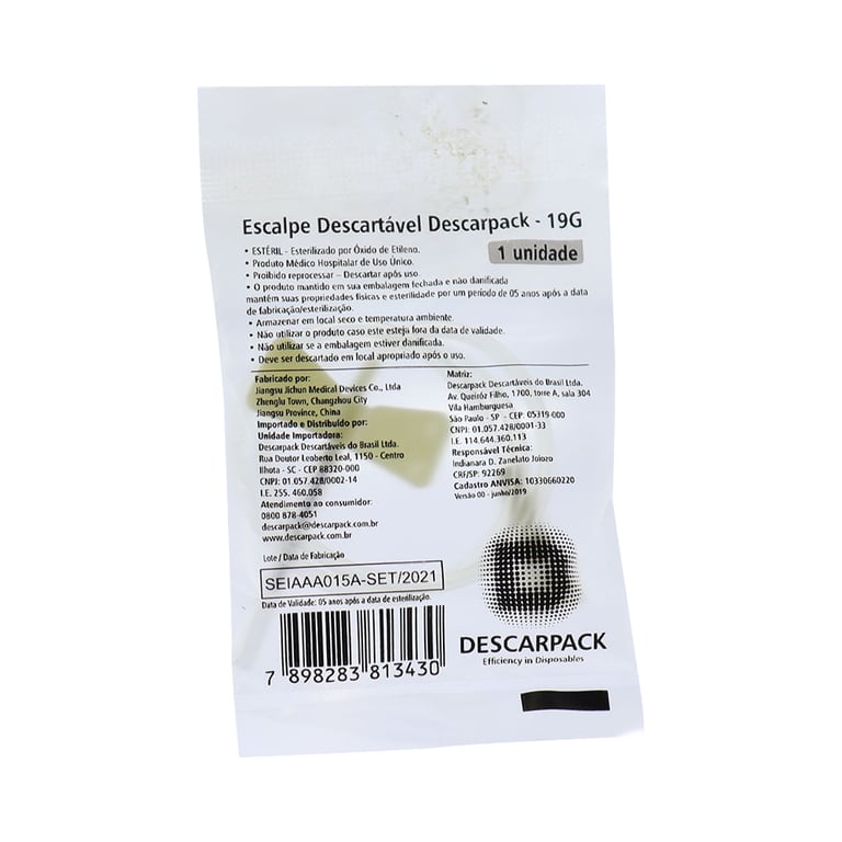 Scalp Descartável 19G - Unidade - Descarpack