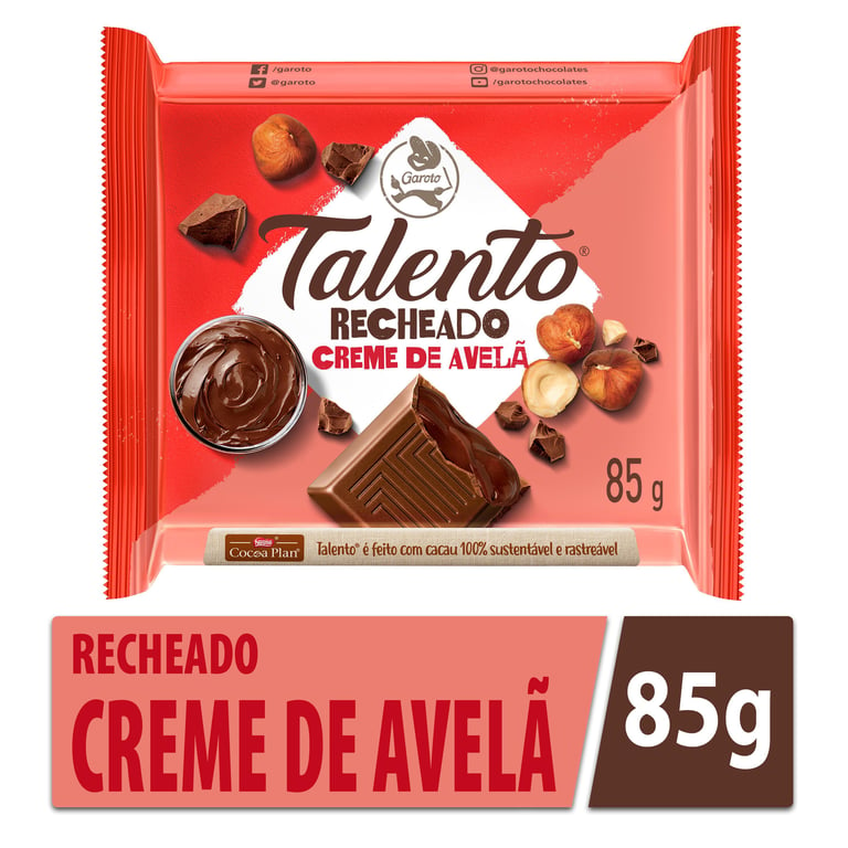 Chocolate Garoto Talento Creme de Avelã 85g