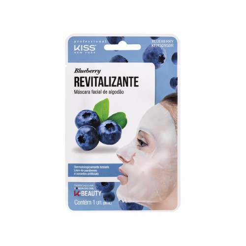 Máscara Facial Kiss NY - Máscara Facial de Algodão Blueberry