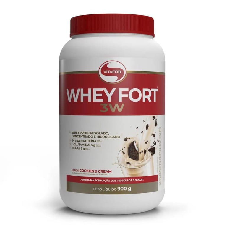 Whey Protein Vitafor Whey Fort Isolado e Concentrado Cookies & Cream 900g