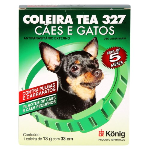 Coleira Contra Pulgas e Carrapatos TEA 327 Cães Pequenos König 13g c/ 33cm