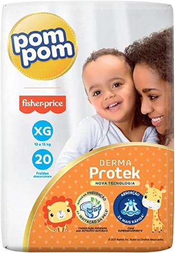 Fralda Pom Pom Derma Protek Tamanho XG com 20 Fraldas Descartáveis