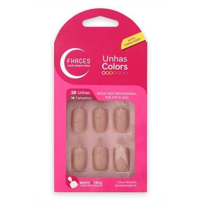 Colors Quadrada 12 Tamanhos Nude - Unhas Postiças (24 Unidades)