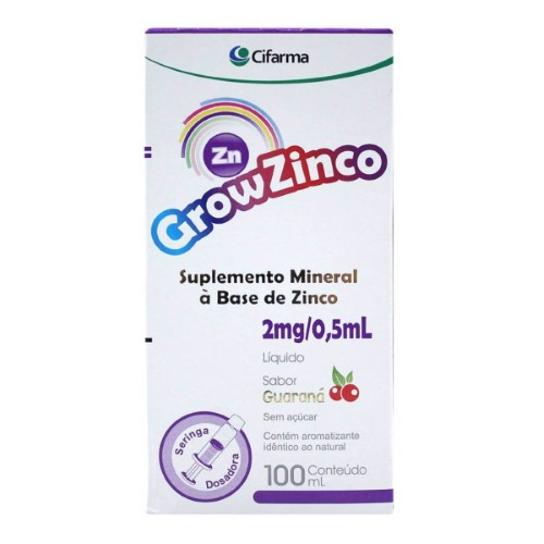 Suplemento Mineral Grow Zinco Sabor Guaraná com 100ml