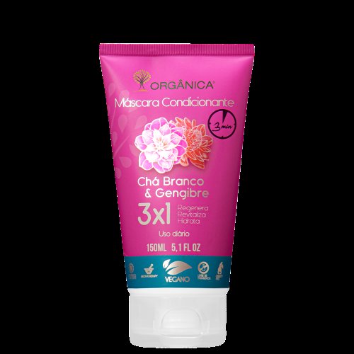 Máscara Condicionante Vegana Orgânica Chá Branco & Gengibre com 150ml