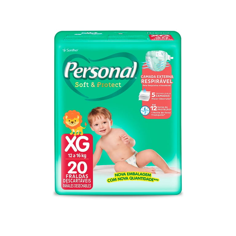 Fralda Personal Baby Protect & Sec Tamanho XG com 20 Fraldas Descartáveis