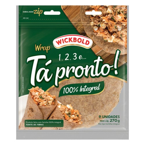 Pão Tortilha Wrap Integral Wickbold Tá Pronto! Pouch 270g 9 Unidades