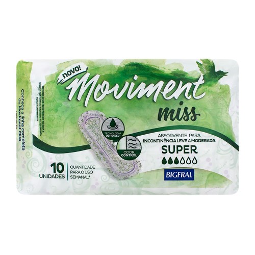 Absorvente Geriátrico Bigfral Moviment Miss Super 10 Unidades