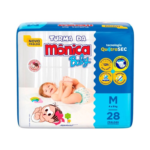 Fralda Turma da Mônica Baby M - 28 Unidades