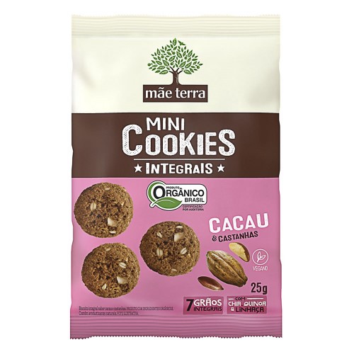 Cookie Integral Orgânico Mãe Terra Cacau e Castanhas 25g