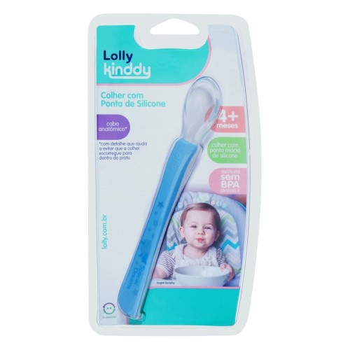 Colher Lolly Ponta de Silicone Azul